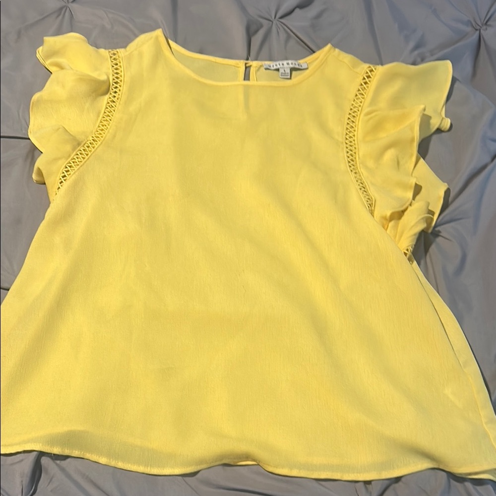 Haute Monde Yellow Flutter Sleeve Blouse